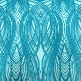 Selena Wave Stretch Sequins Fabric - Nylon Spandex Mesh Fabric, Wave Sequin Design, 60" Width, 52" Sequins Width (1 Yard)