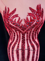 Red Rhinestone Bodice Applique
