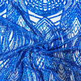 Selena Wave Stretch Sequins Fabric - Nylon Spandex Mesh Fabric, Wave Sequin Design, 60" Width, 52" Sequins Width (1 Yard)