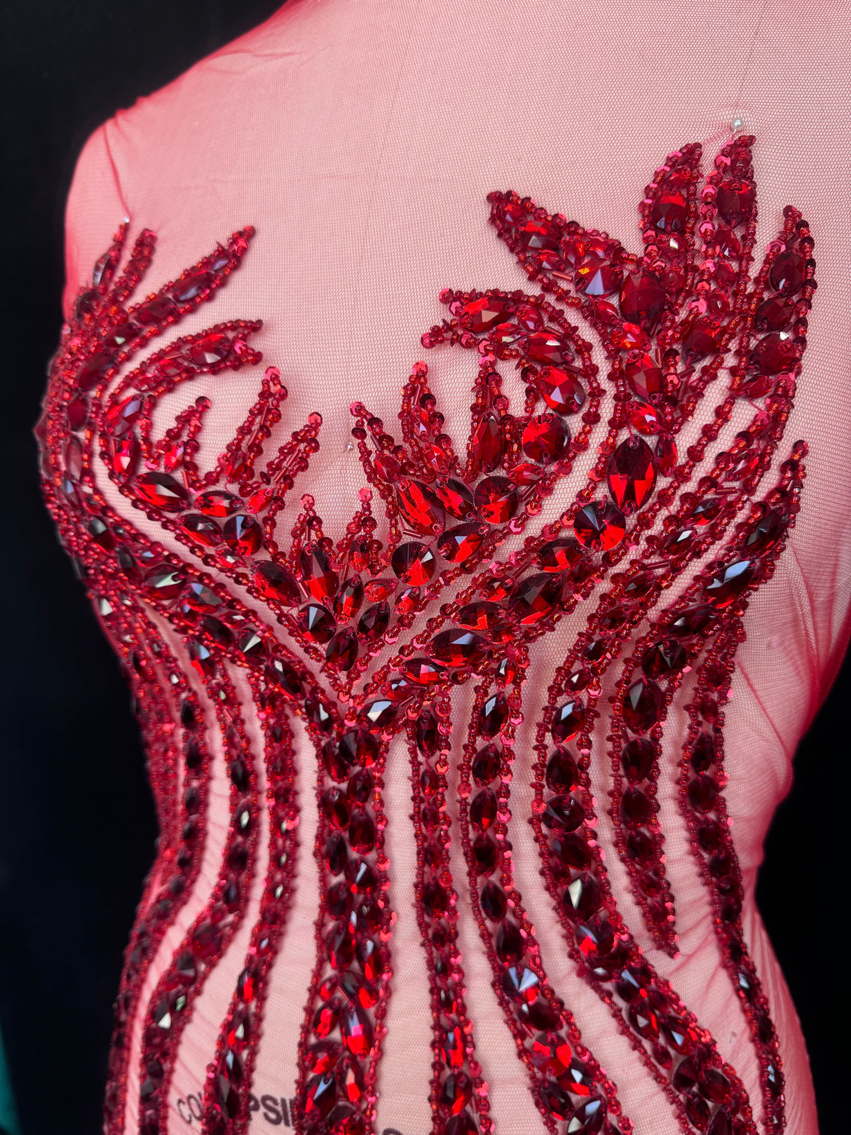 Red Rhinestone Bodice Applique