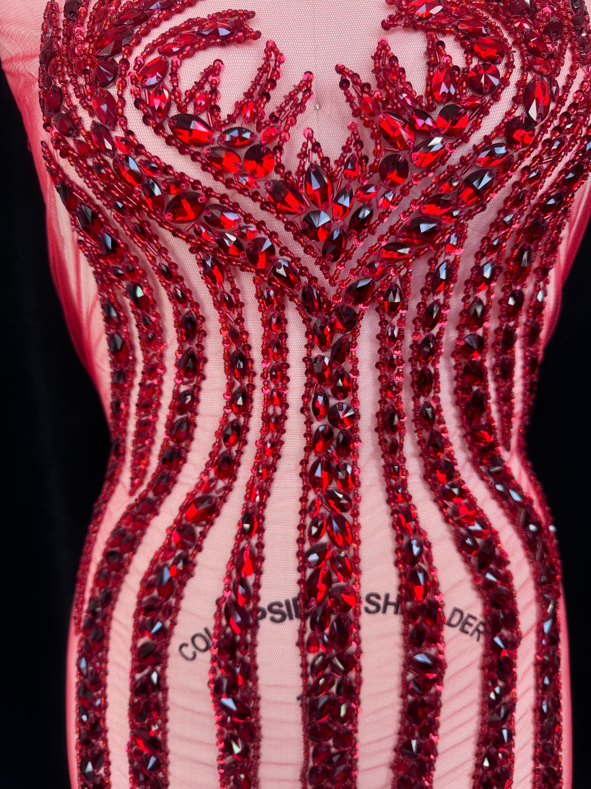 Red Rhinestone Bodice Applique
