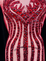 Red Rhinestone Bodice Applique