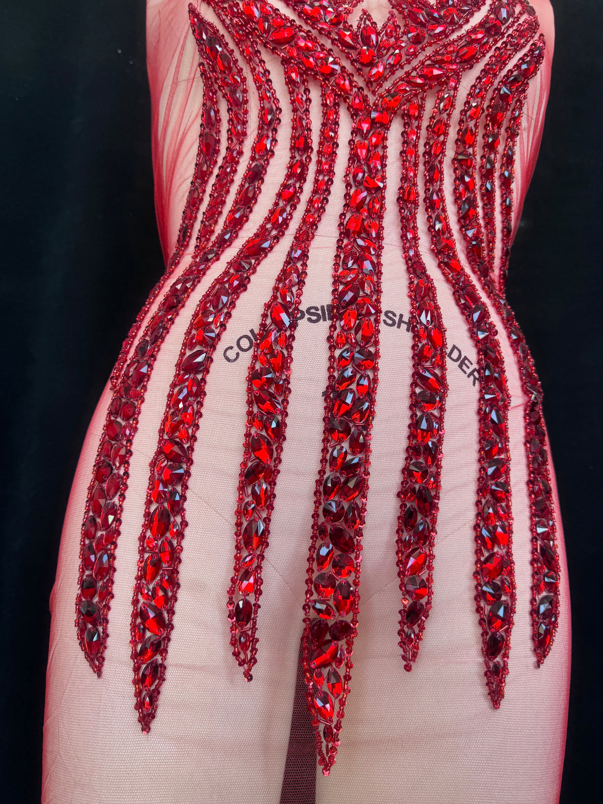 Red Rhinestone Bodice Applique