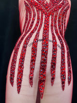 Red Rhinestone Bodice Applique