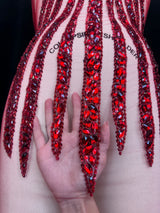 Red Rhinestone Bodice Applique