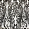 Selena Wave Stretch Sequins Fabric - Nylon Spandex Mesh Fabric, Wave Sequin Design, 60" Width, 52" Sequins Width (1 Yard)
