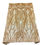 Selena Wave Stretch Sequins Fabric - Nylon Spandex Mesh Fabric, Wave Sequin Design, 60" Width, 52" Sequins Width (1 Yard)