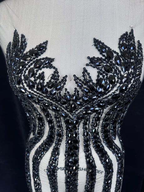 Black Rhinestone Bodice Applique