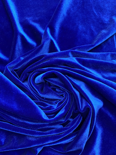Royal Stretch Velvet Fabric - Royal Blue, 58"-60" Width