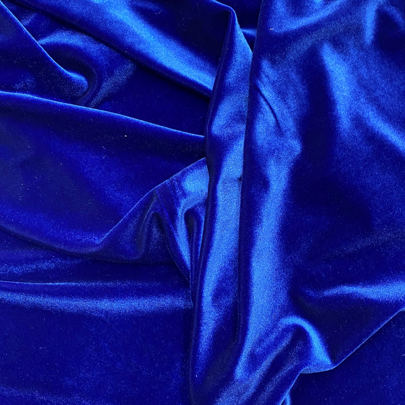 Royal Stretch Velvet Fabric - Royal Blue, 58"-60" Width