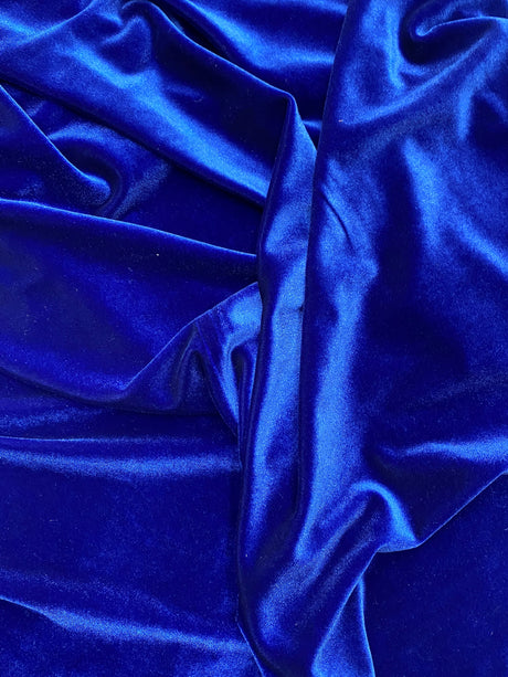 Royal Stretch Velvet Fabric - Royal Blue, 58"-60" Width
