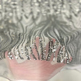 Selena Wave Stretch Sequins Fabric - Nylon Spandex Mesh Fabric, Wave Sequin Design, 60" Width, 52" Sequins Width (1 Yard)