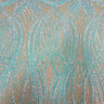 Selena Wave Stretch Sequins Fabric - Nylon Spandex Mesh Fabric, Wave Sequin Design, 60" Width, 52" Sequins Width (1 Yard)