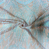 Selena Wave Stretch Sequins Fabric - Nylon Spandex Mesh Fabric, Wave Sequin Design, 60" Width, 52" Sequins Width (1 Yard)