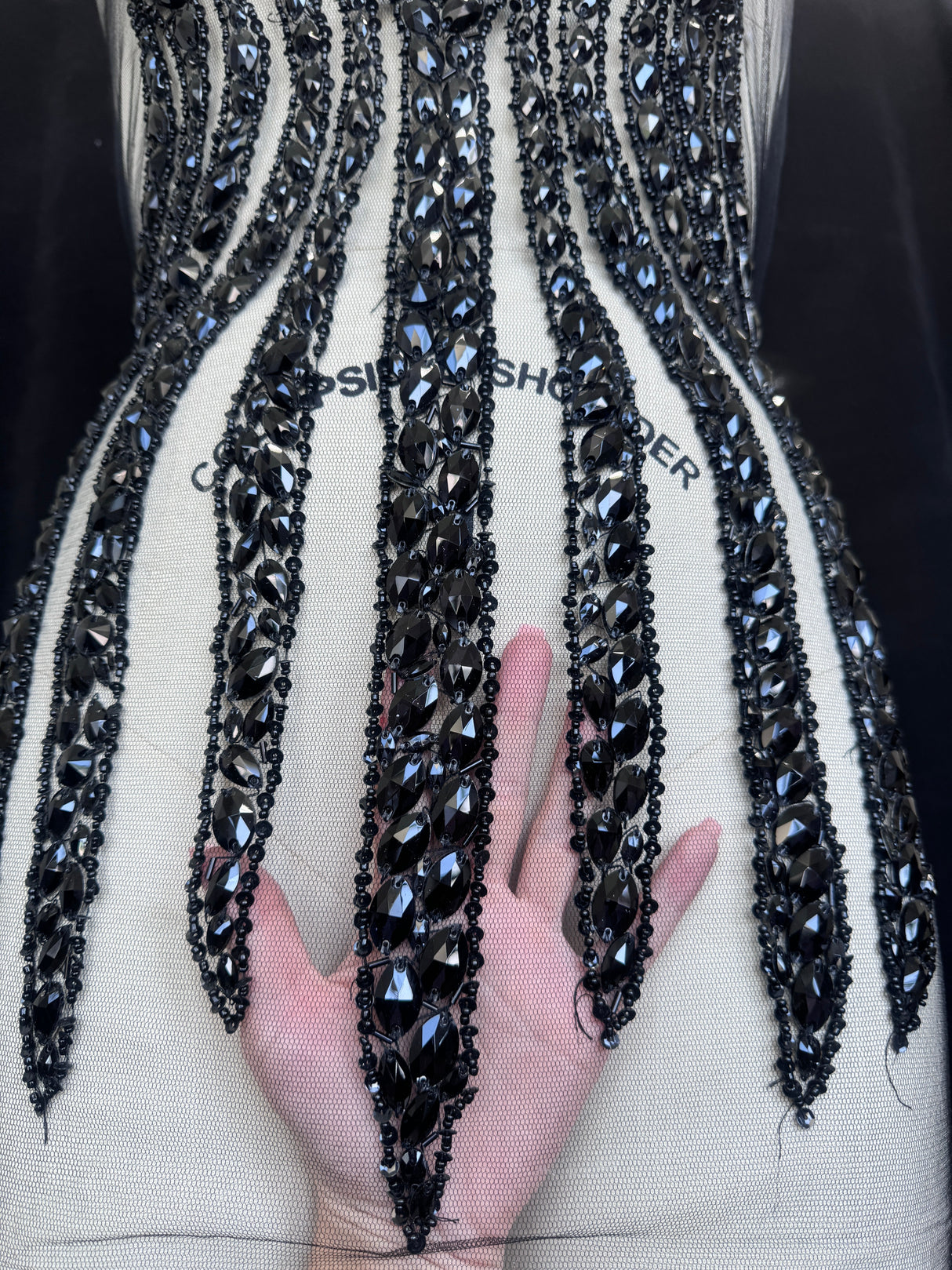 Black Rhinestone Bodice Applique