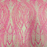 Selena Wave Stretch Sequins Fabric - Nylon Spandex Mesh Fabric, Wave Sequin Design, 60" Width, 52" Sequins Width (1 Yard)