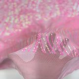 Selena Wave Stretch Sequins Fabric - Nylon Spandex Mesh Fabric, Wave Sequin Design, 60" Width, 52" Sequins Width (1 Yard)