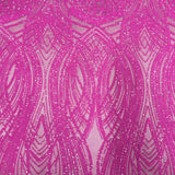Selena Wave Stretch Sequins Fabric - Nylon Spandex Mesh Fabric, Wave Sequin Design, 60" Width, 52" Sequins Width (1 Yard)