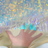 Selena Wave Stretch Sequins Fabric - Nylon Spandex Mesh Fabric, Wave Sequin Design, 60" Width, 52" Sequins Width (1 Yard)