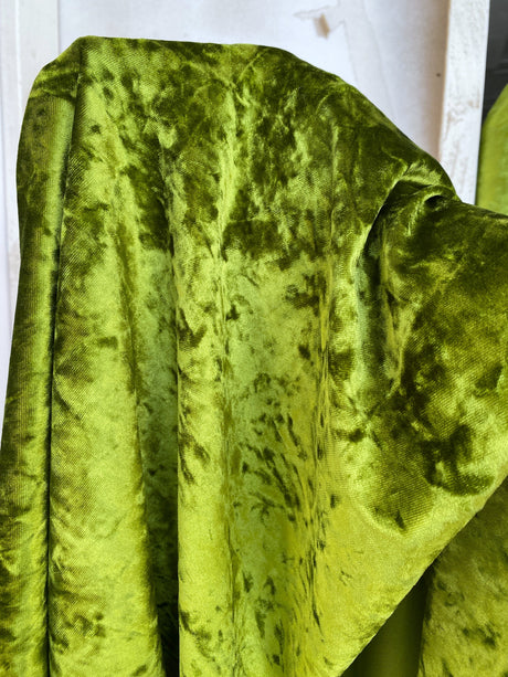 Stretch Crushed Velvet Olive