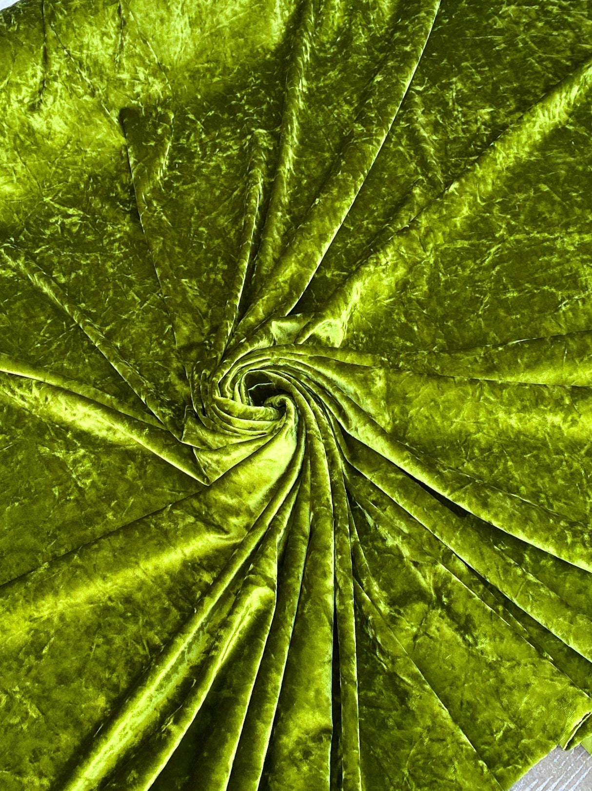 Stretch Crushed Velvet Olive