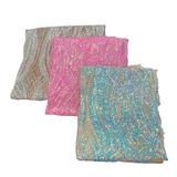 Selena Wave Stretch Sequins Fabric - Nylon Spandex Mesh Fabric, Wave Sequin Design, 60" Width, 52" Sequins Width (1 Yard)