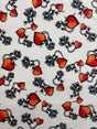 White Tattoo Hearts Print Velvet Fabric - White Tattoo Hearts Print, 4-Way Stretch, 58" Width (1 Yard)