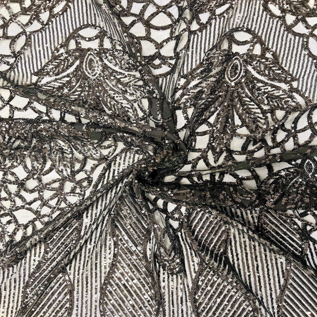 Stretch Sequins Fabric with Mesh Backing