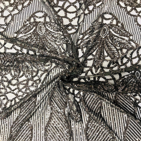 Stretch Sequins Fabric with Mesh Backing