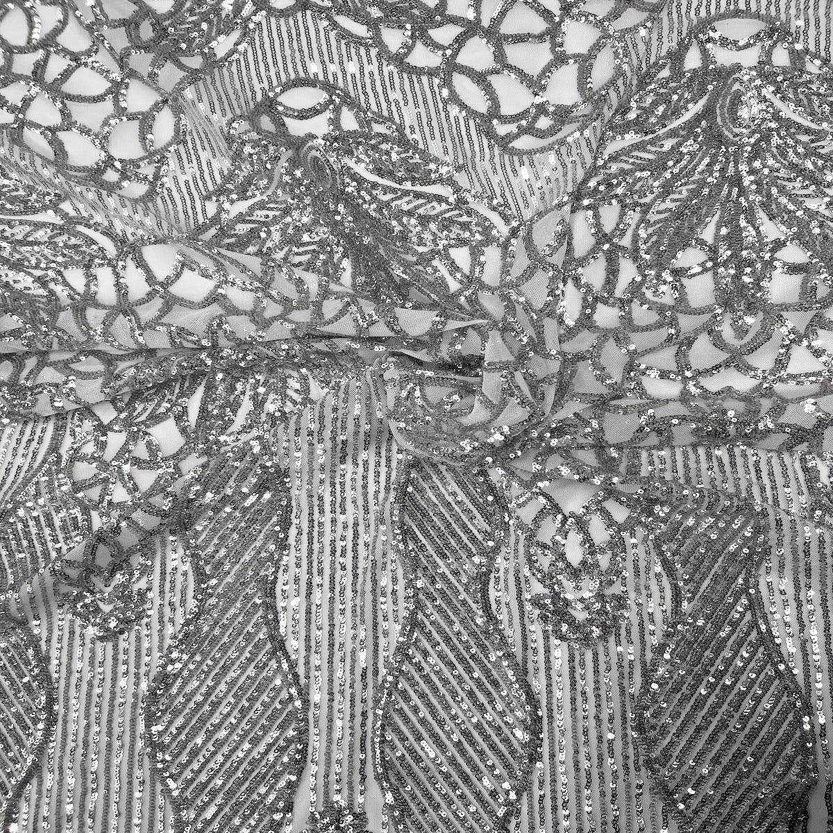 Stretch Sequins Fabric with Mesh Backing
