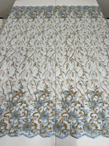 Embroidered Glitter Floral Scalloped Lace