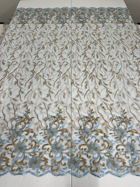 Embroidered Glitter Floral Scalloped Lace