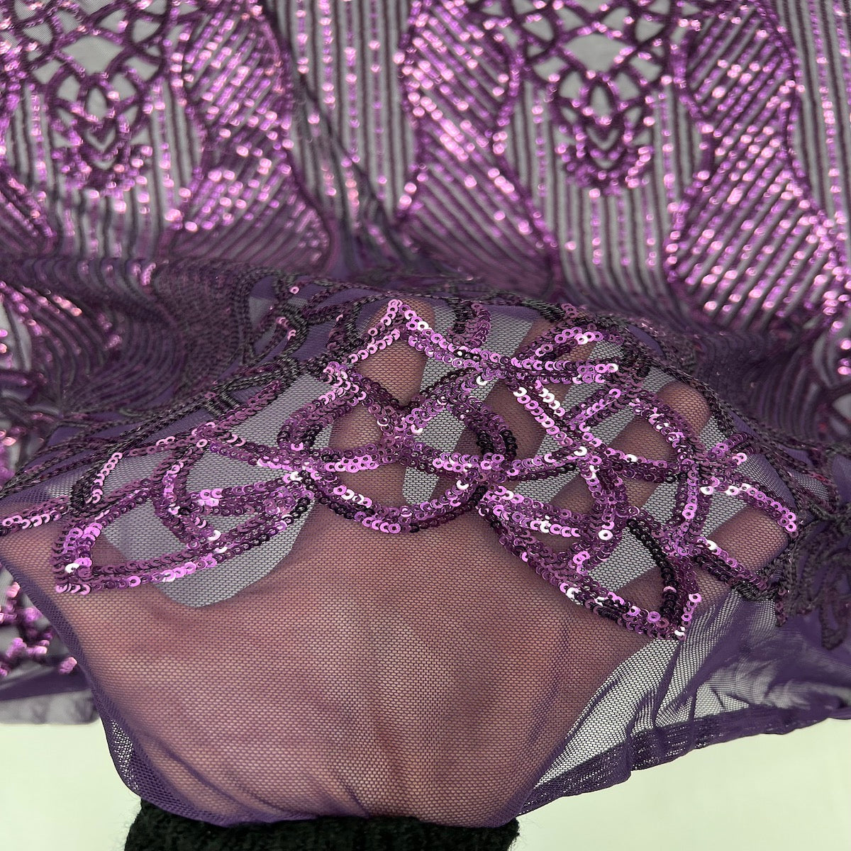 Stretch Sequins Fabric with Mesh Backing