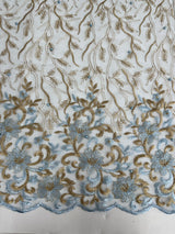 Embroidered Glitter Floral Scalloped Lace
