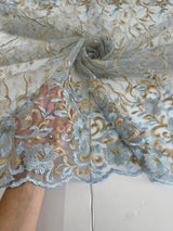 Embroidered Glitter Floral Scalloped Lace