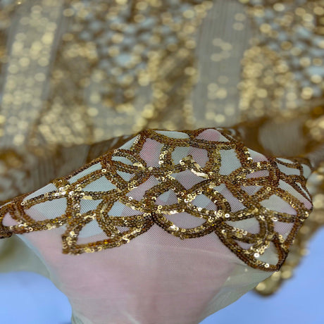 Bella Bee Stretch Sequins Nylon Spandex Mesh Fabric - Sequins, 60" Width, 4-Way Stretch (1 Yard)