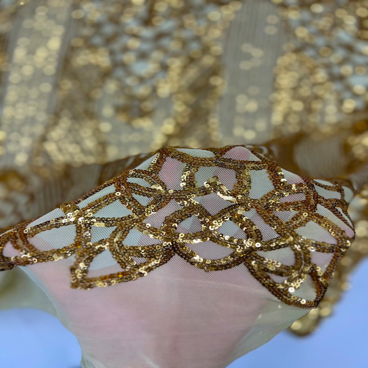 Stretch Sequins Fabric with Mesh Backing