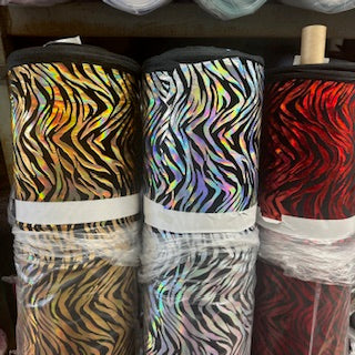 Holographic Zebra Stretch Velvet Fabric 60"