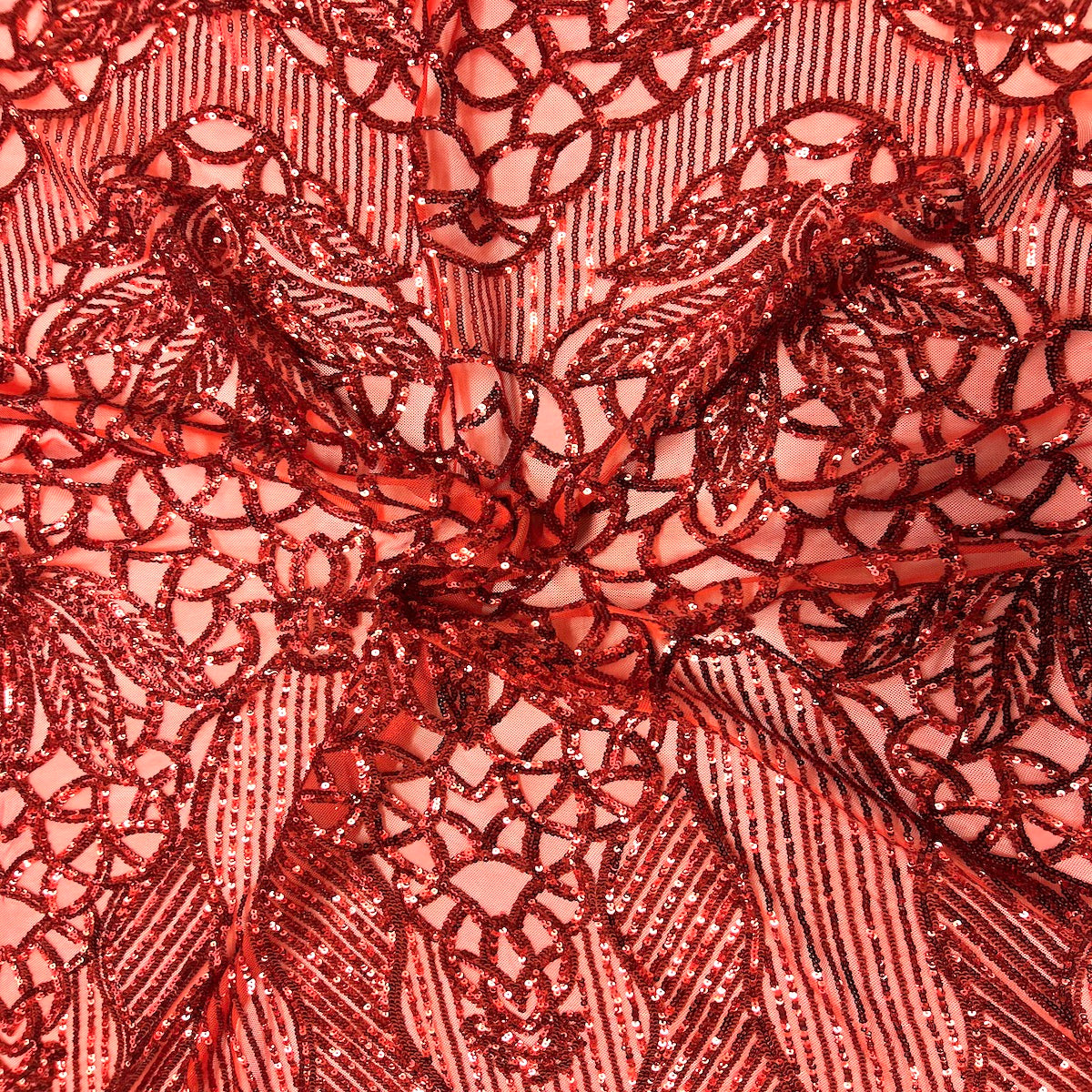 Stretch Sequins Fabric with Mesh Backing