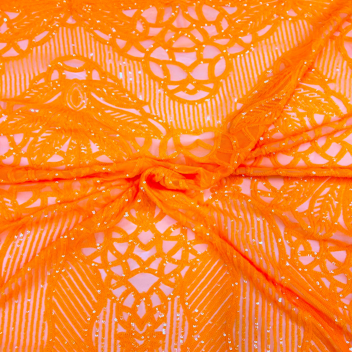 Stretch Sequins Fabric with Mesh Backing