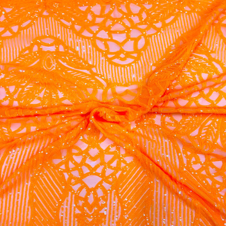 Stretch Sequins Fabric with Mesh Backing