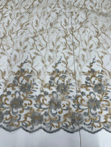 Embroidered Glitter Floral Scalloped Lace