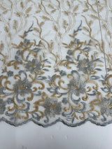 Embroidered Glitter Floral Scalloped Lace