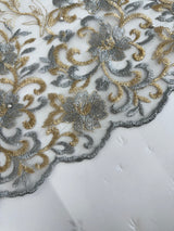 Embroidered Glitter Floral Scalloped Lace