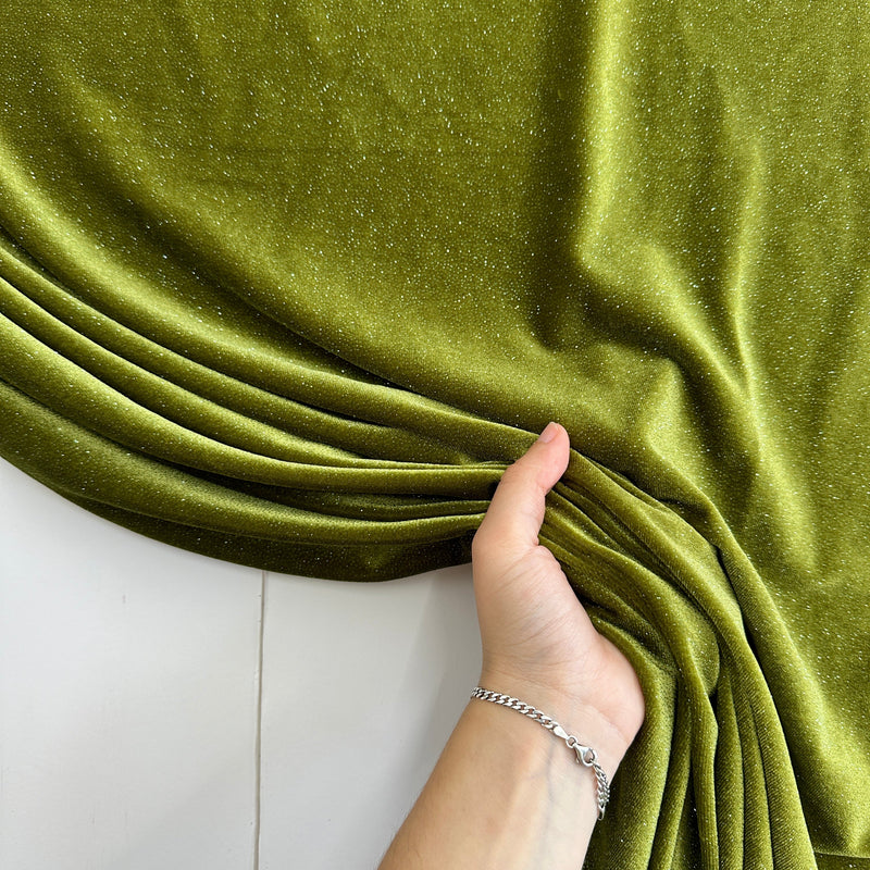 Shimmery Stretch Velvet Olive