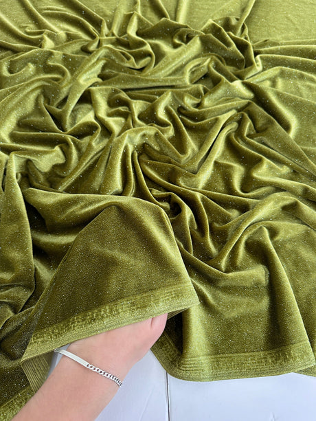 Shimmery Stretch Velvet Olive