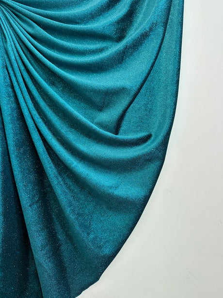 Shimmery Stretch Velvet Teal Blue
