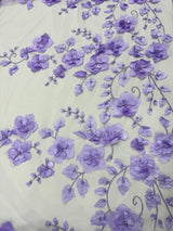 Lavender 3D Flower Beaded Lace Mesh