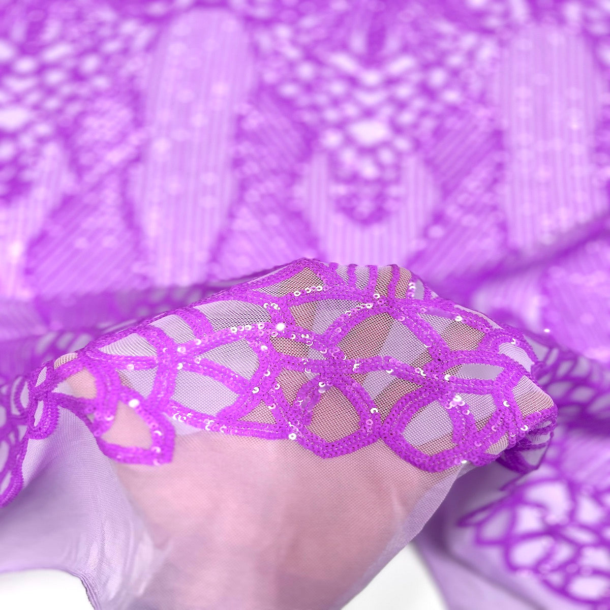 Stretch Sequins Fabric with Mesh Backing