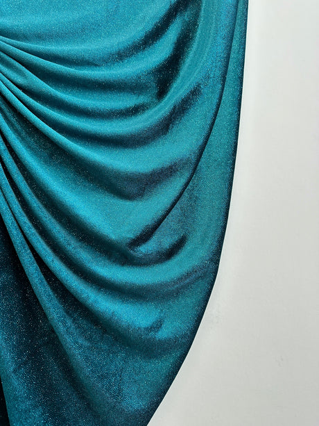 Shimmery Stretch Velvet Teal Blue